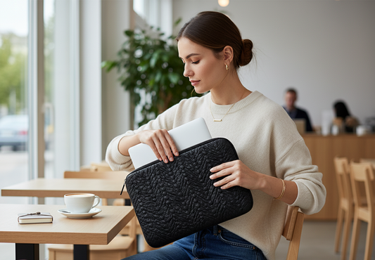Laptop leather sleeve - black
