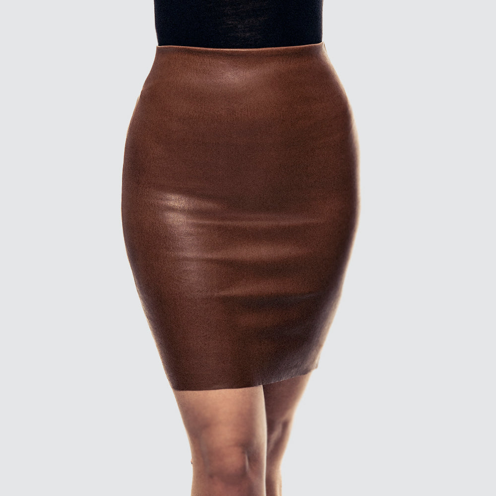 Leather skirts - cognac