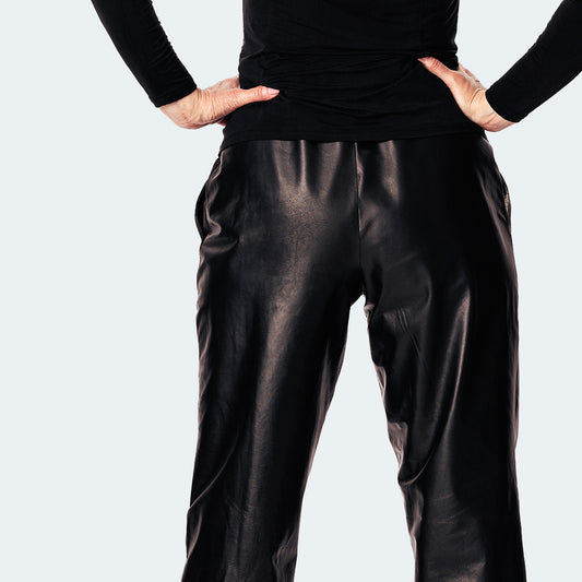 Leather pants - baggy - black
