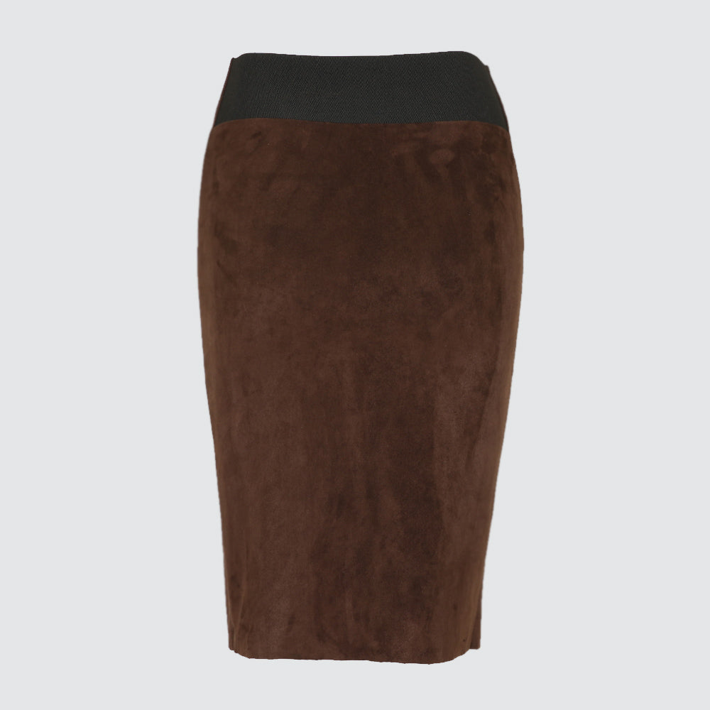 Leather skirts - dark brown - suede