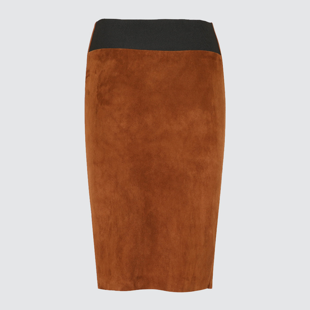 Leather skirts - cognac - suede