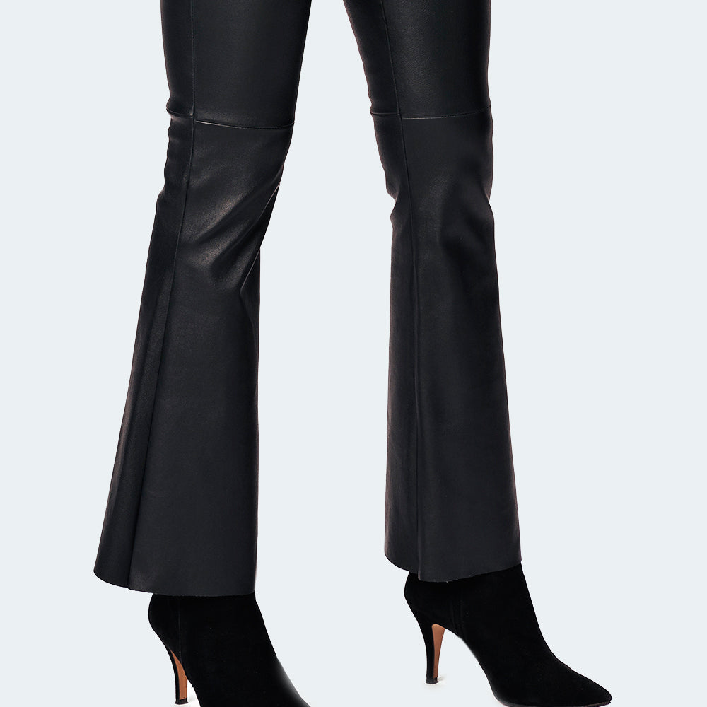 Leather pants - ¾ sway - black