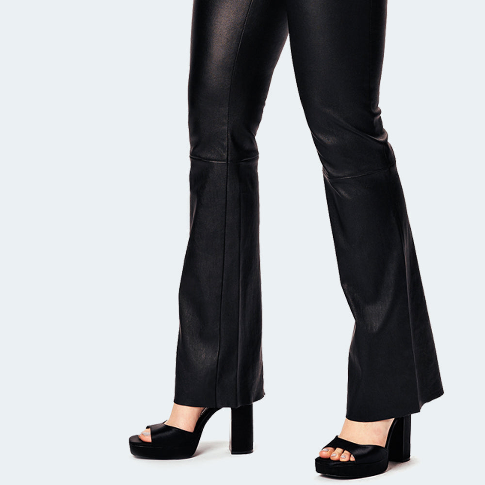 Leather pants - bootcut - black