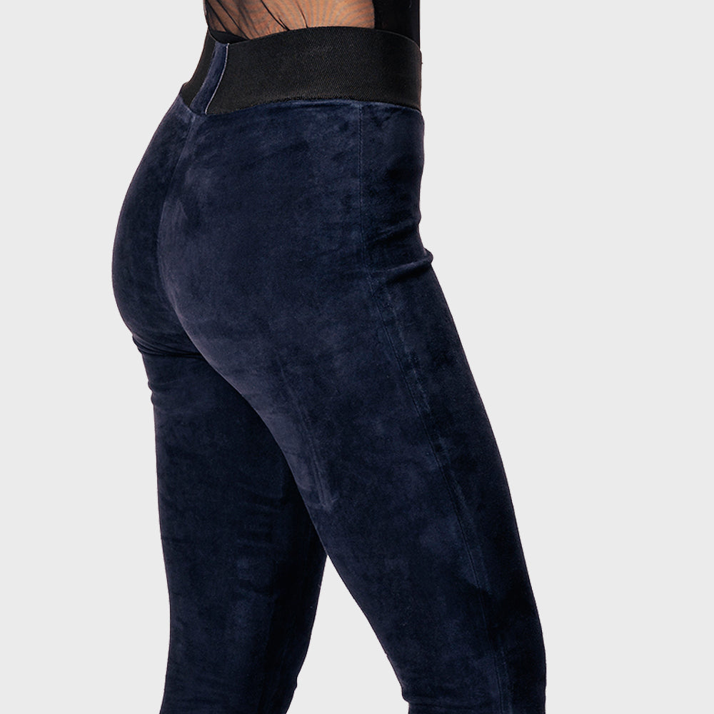 Leather leggings - classic - navy - suede