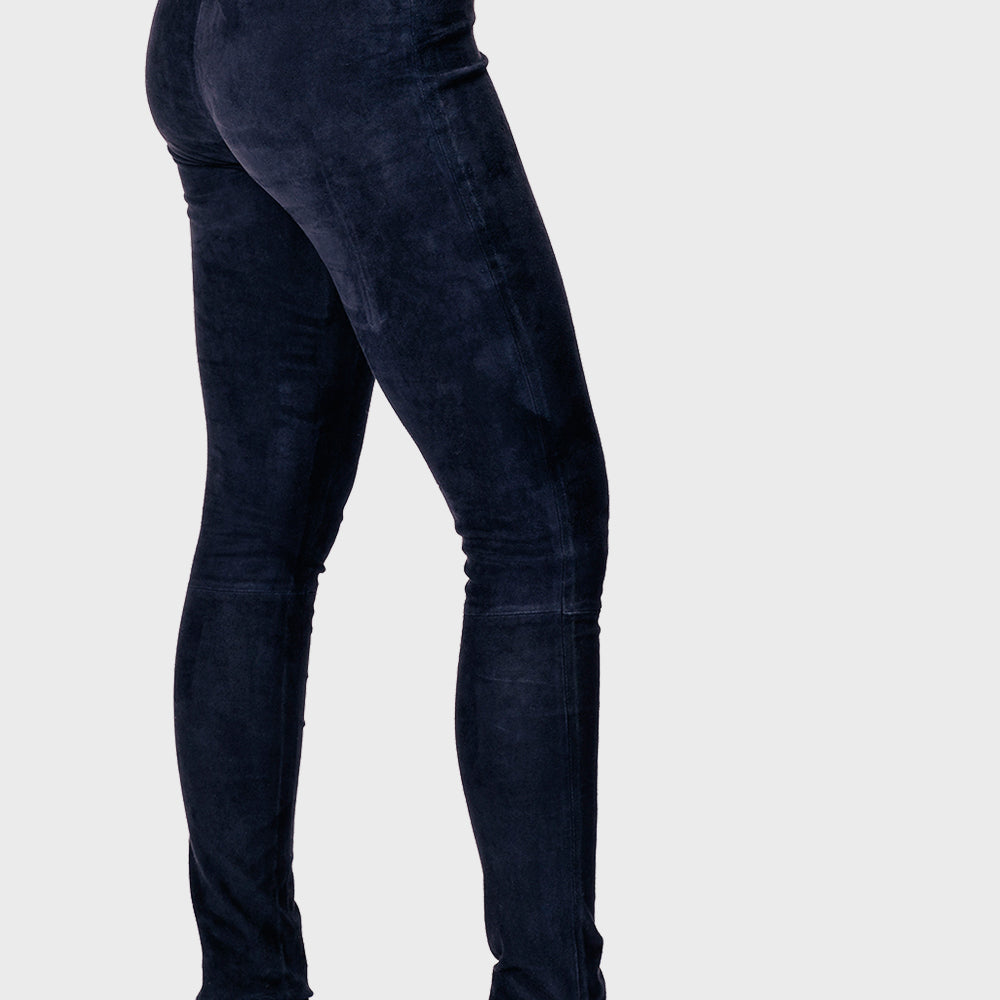 Leather leggings - classic - navy - suede