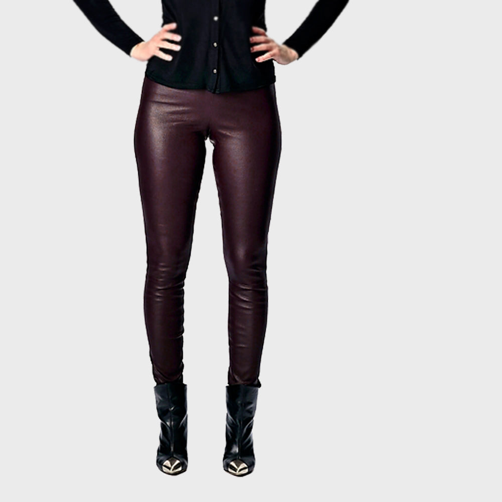 Leather leggings - classic - bordeaux