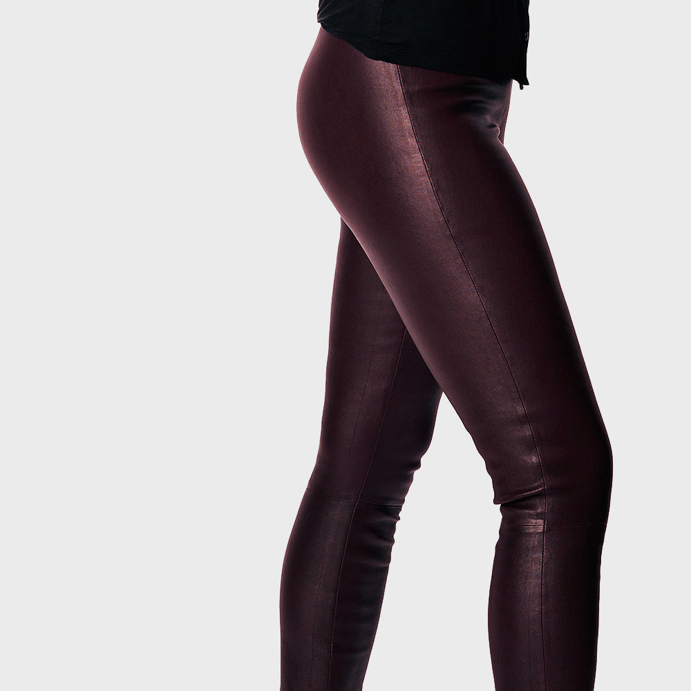 Leather leggings - classic - bordeaux