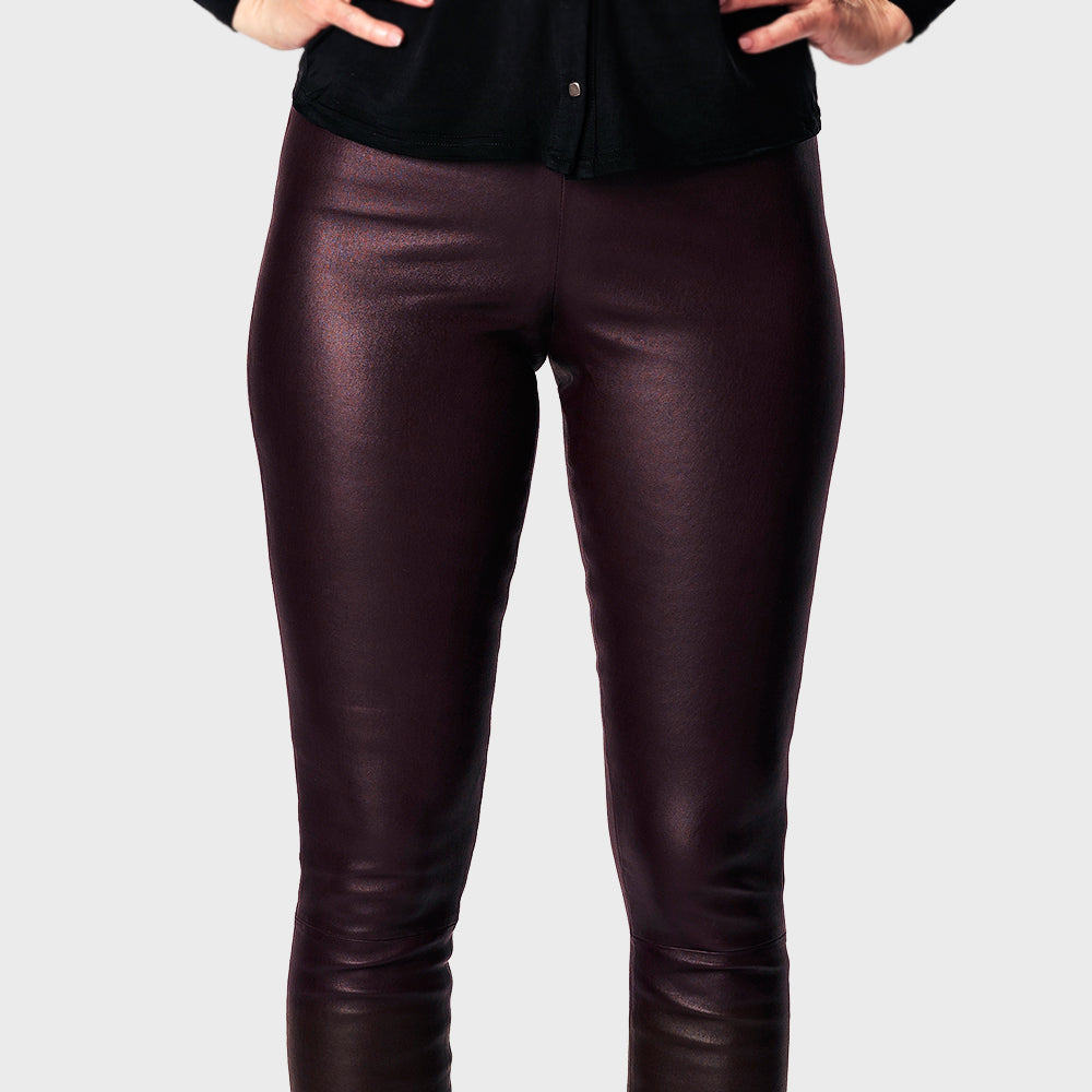 Leather leggings - classic - bordeaux