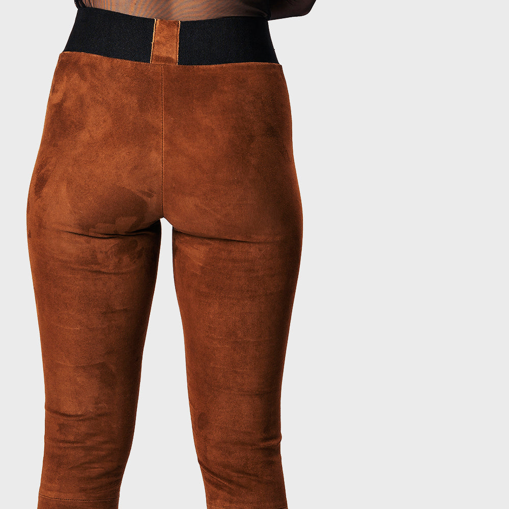 Leather leggings- classic - cognac - suede