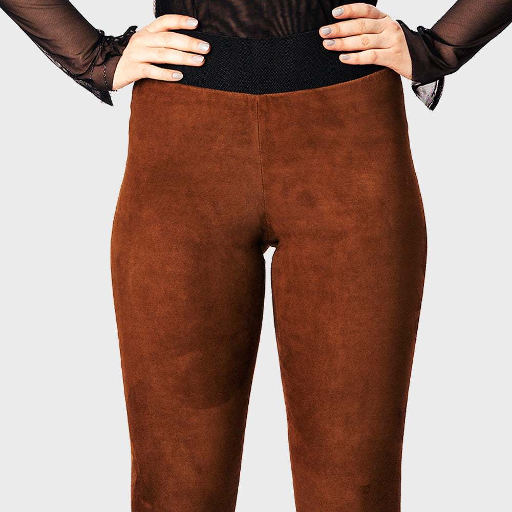 Leather leggings- classic - cognac - suede