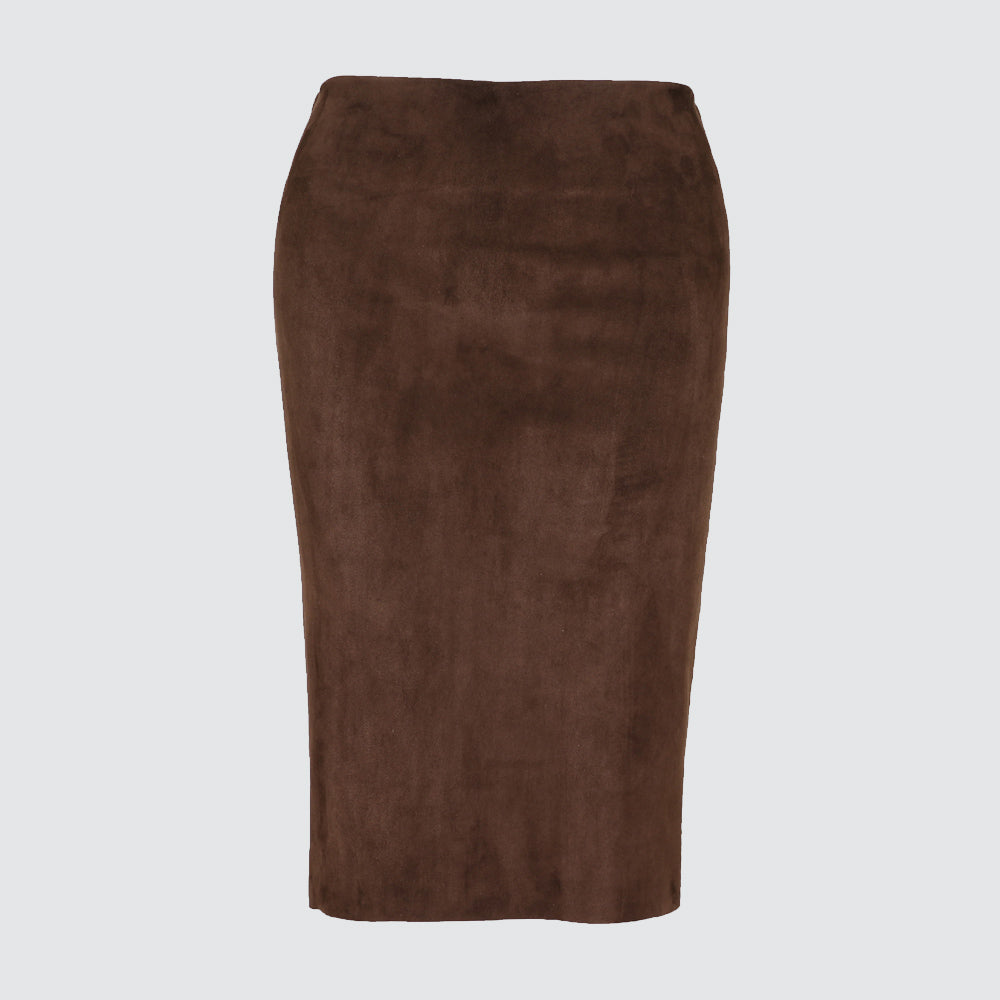 Leather skirts - dark brown - suede