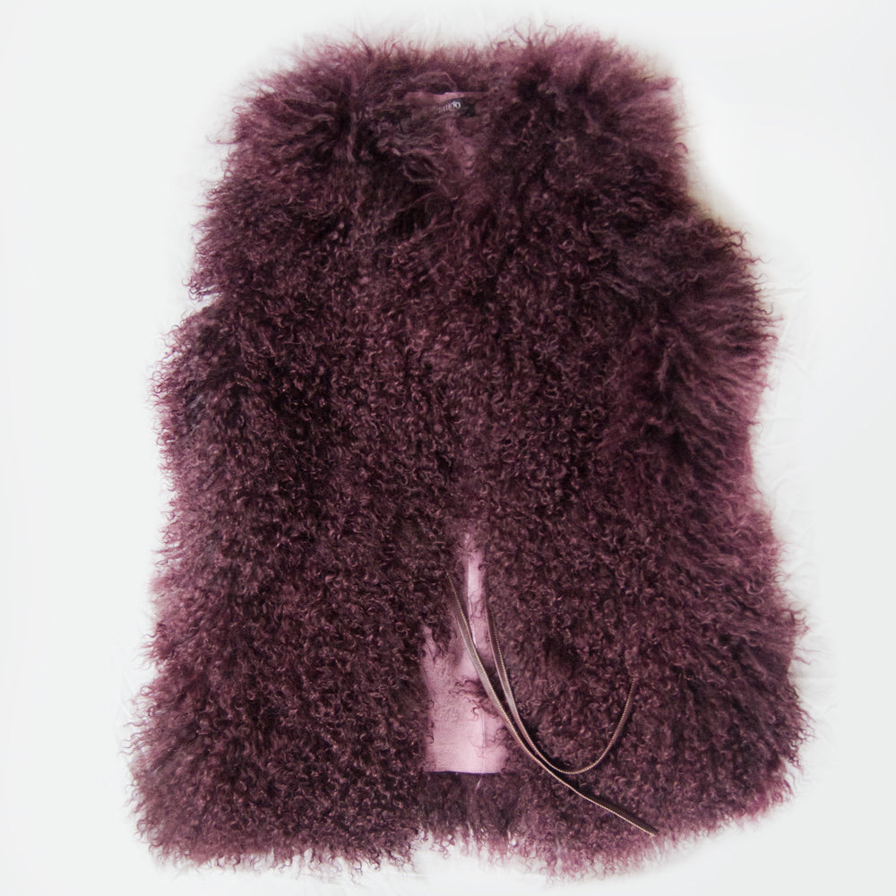 Tibetan lamb vest - plum