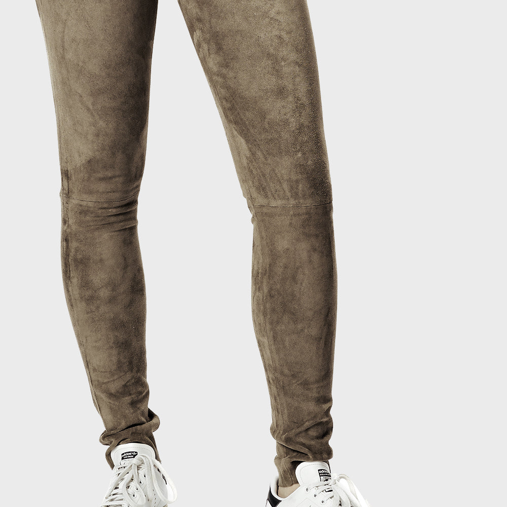 Leather leggings - classic - sand - suede