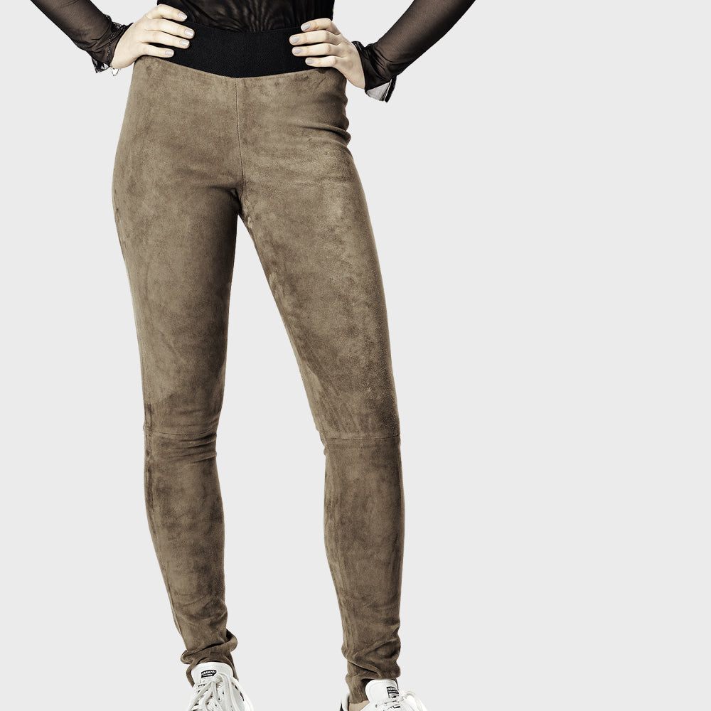 Leather leggings - classic - sand - suede