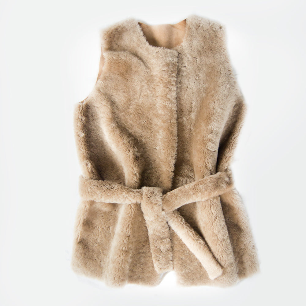 Vest - shearling - sand