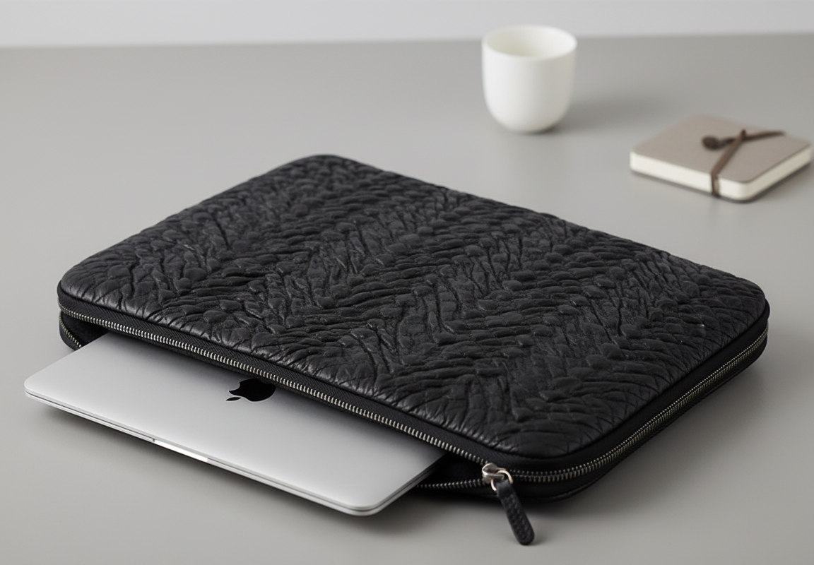 Laptop leather sleeve - black
