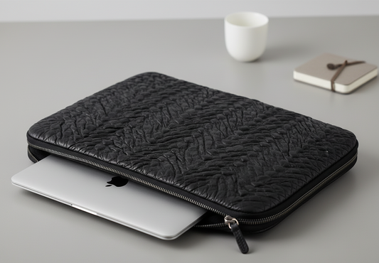 Laptop leather sleeve - black