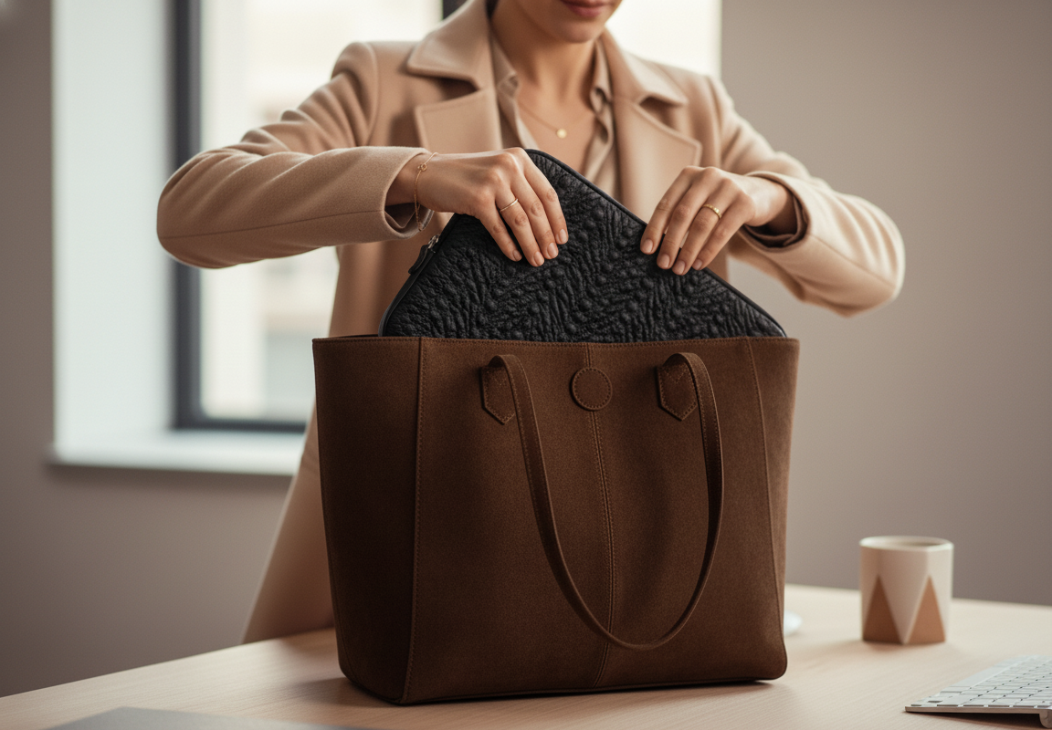 Laptop leather sleeve - black