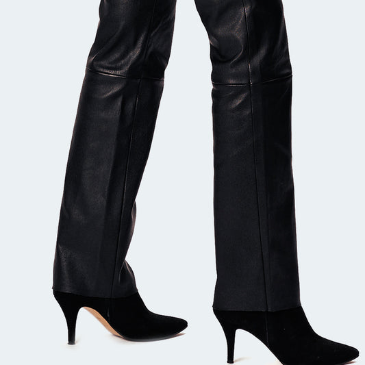 Leather pants - straight legs - black
