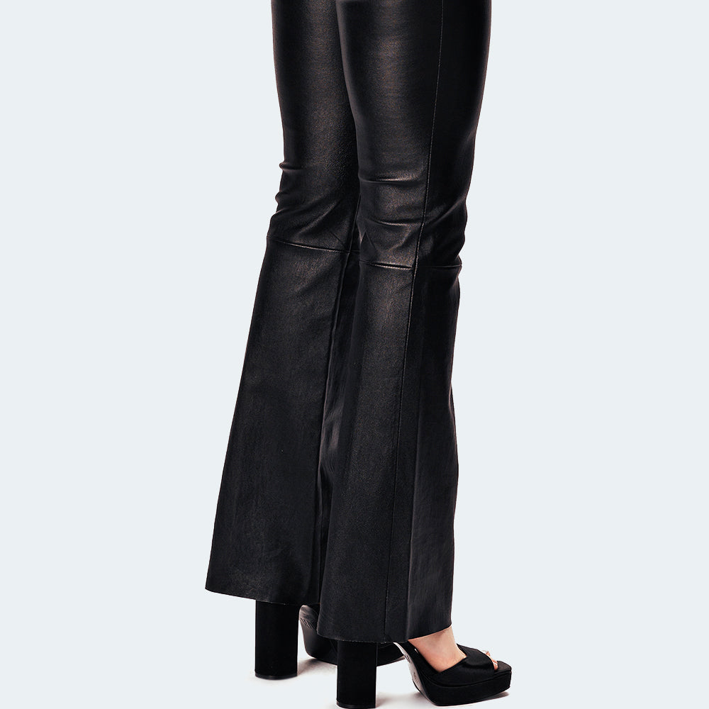 Leather pants - bootcut - black