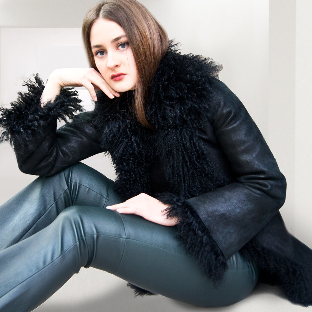 Tibetan lamb coat - black