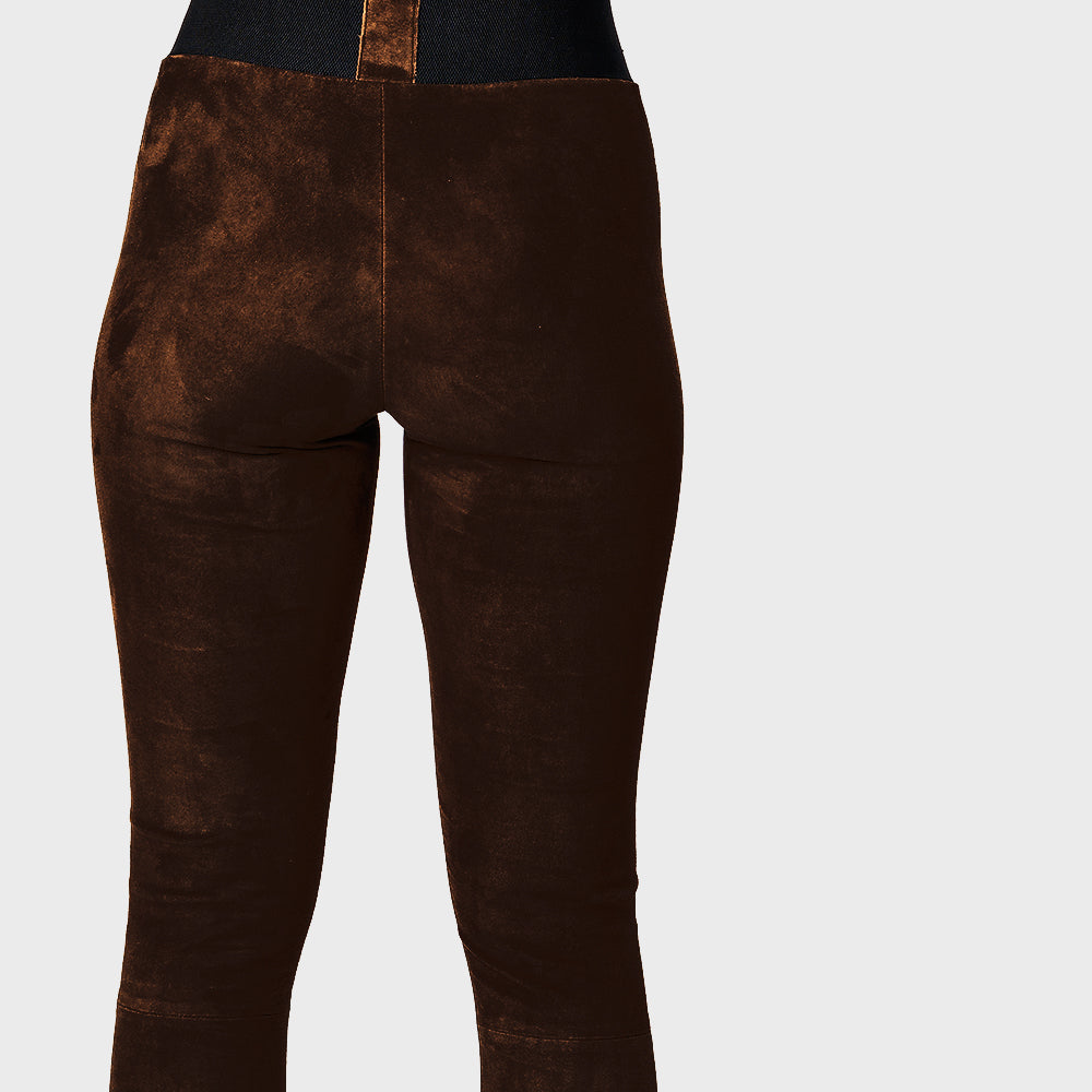 Leather leggings - classic - darkbrown - suede