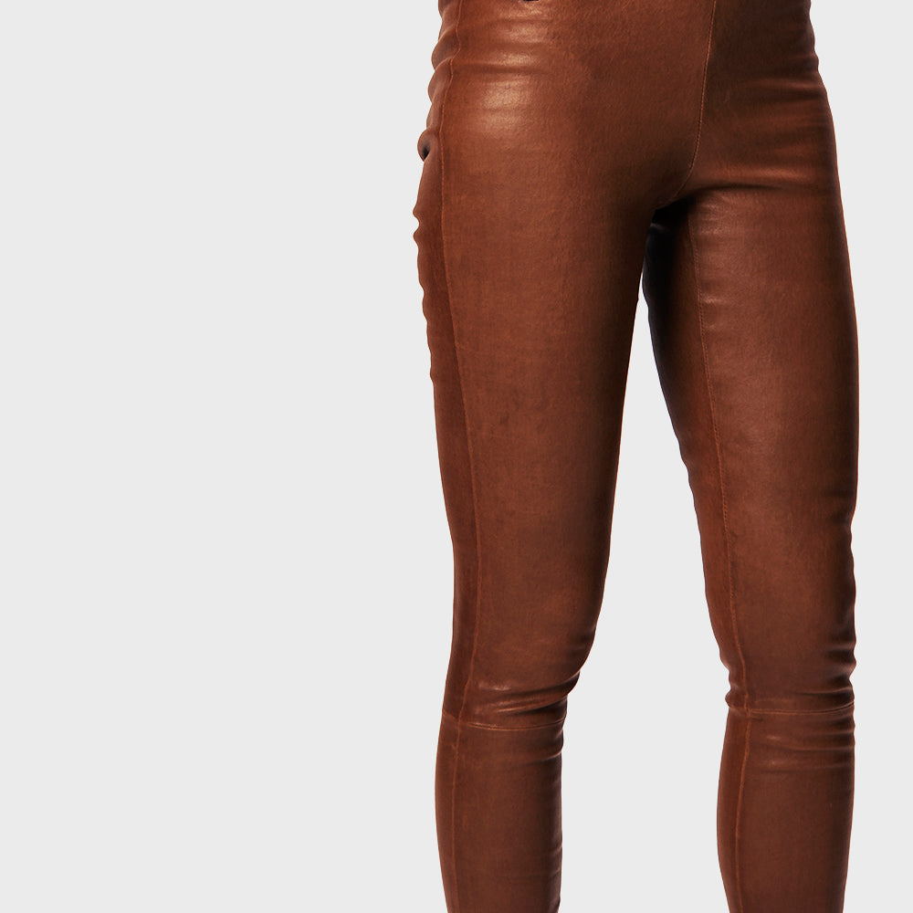 Leather leggings - classic - cognac
